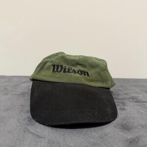 Vintage Wilson Hat Green Black Cap Canada Explorer 100% Cotton Adjustable